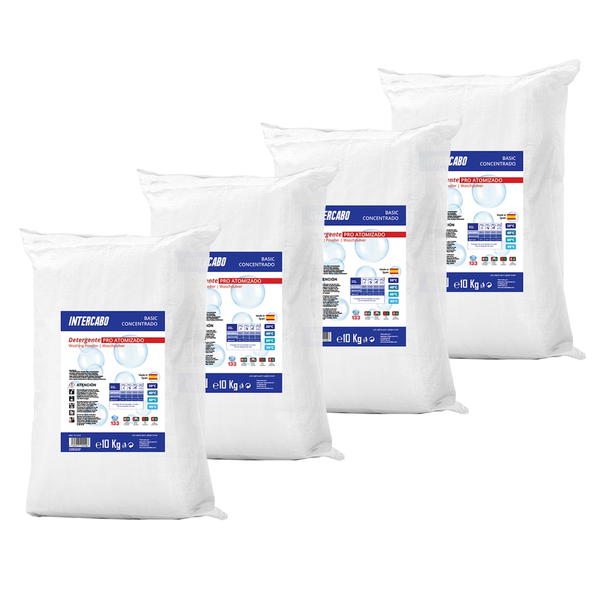 40 kg Waschpulver für Waschmaschinen | Für weiße und farbige Kleidung | Pulverwaschmittel | INTERCABO Waschpulver | 4 x 10kg Säcke