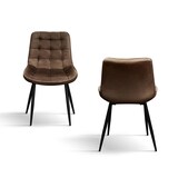 thumbnail of Set di 4 sedie BARCELLONA rivestite in tessuto effetto velluto marrone e gambe in metallo nero