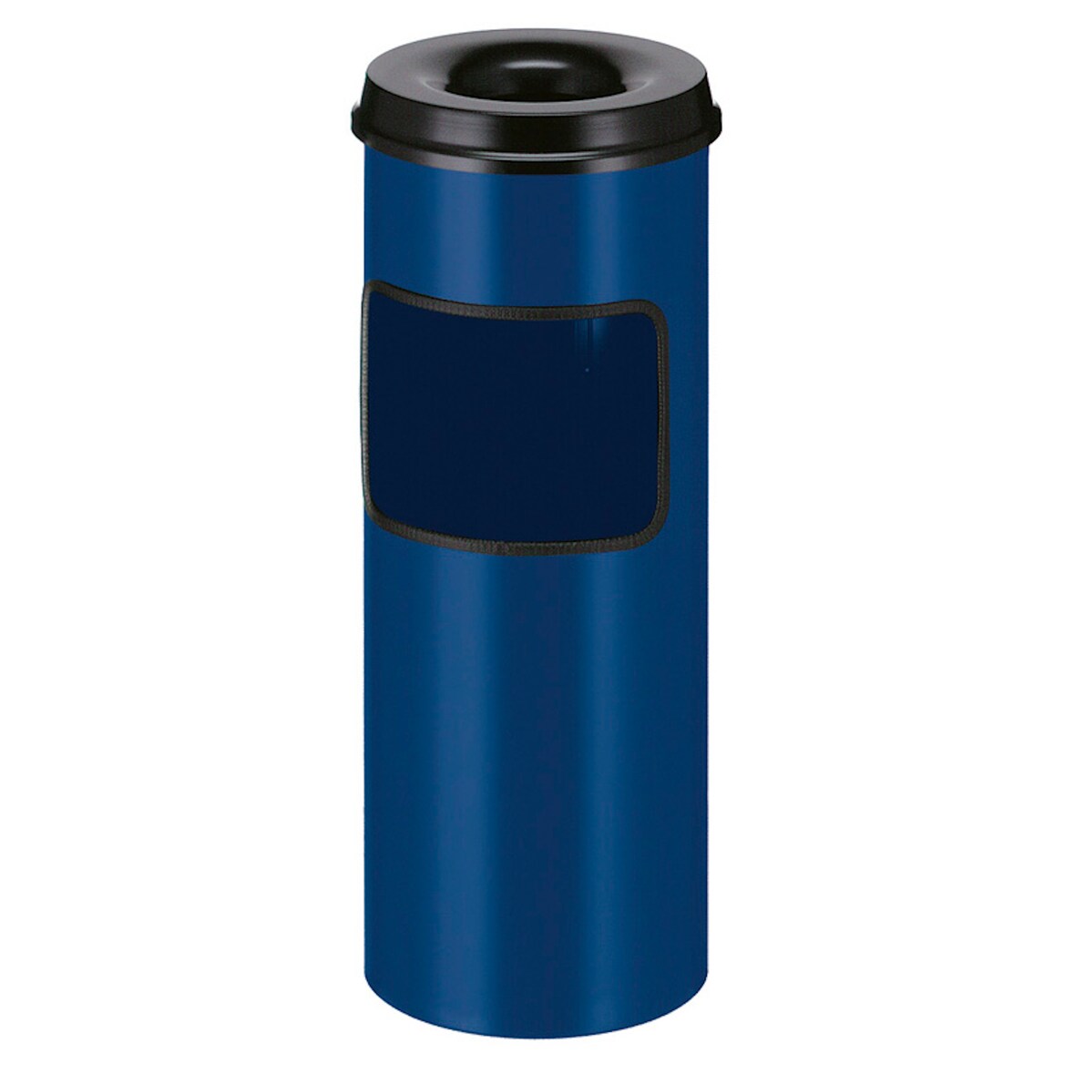 PROREGAL Runder Kombiascher mit feuerlöschendem Oberteil | 30 Liter, HxØ 64,2x24,3cm | Blau, Kopfteil Schwarz
