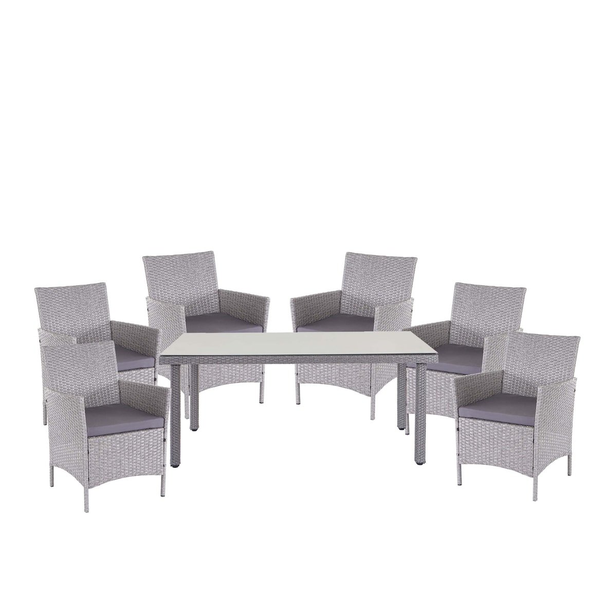 Poly-Rattan-Garnitur Halden, Gartenmöbel Balkon-Set Sitzgarnitur ~ grau, Kissen anthrazit