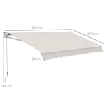 thumbnail of Outsunny toldo manual retráctil con manivela 200x250 cm toldo de pared con protección solar UV50+ y brazo de aluminio para jardín terraza exterior