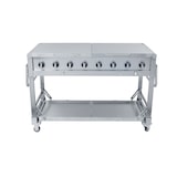 thumbnail of METRO PROFESSIONAL Barbecue a gas a 8 bruciatori, superficie di cottura 49 x 120 cm, tavolo laterale, con ruote, copertura, acciaio inox, argento