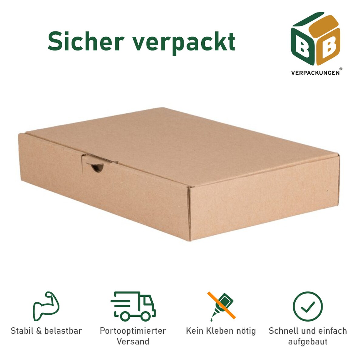 400 x Maxibriefkarton (180 x 130 x 45 mm) DIN A6 stabiler Versandkarton Faltschachtel Versandschachtel Wellpappe BB-Verpackungen