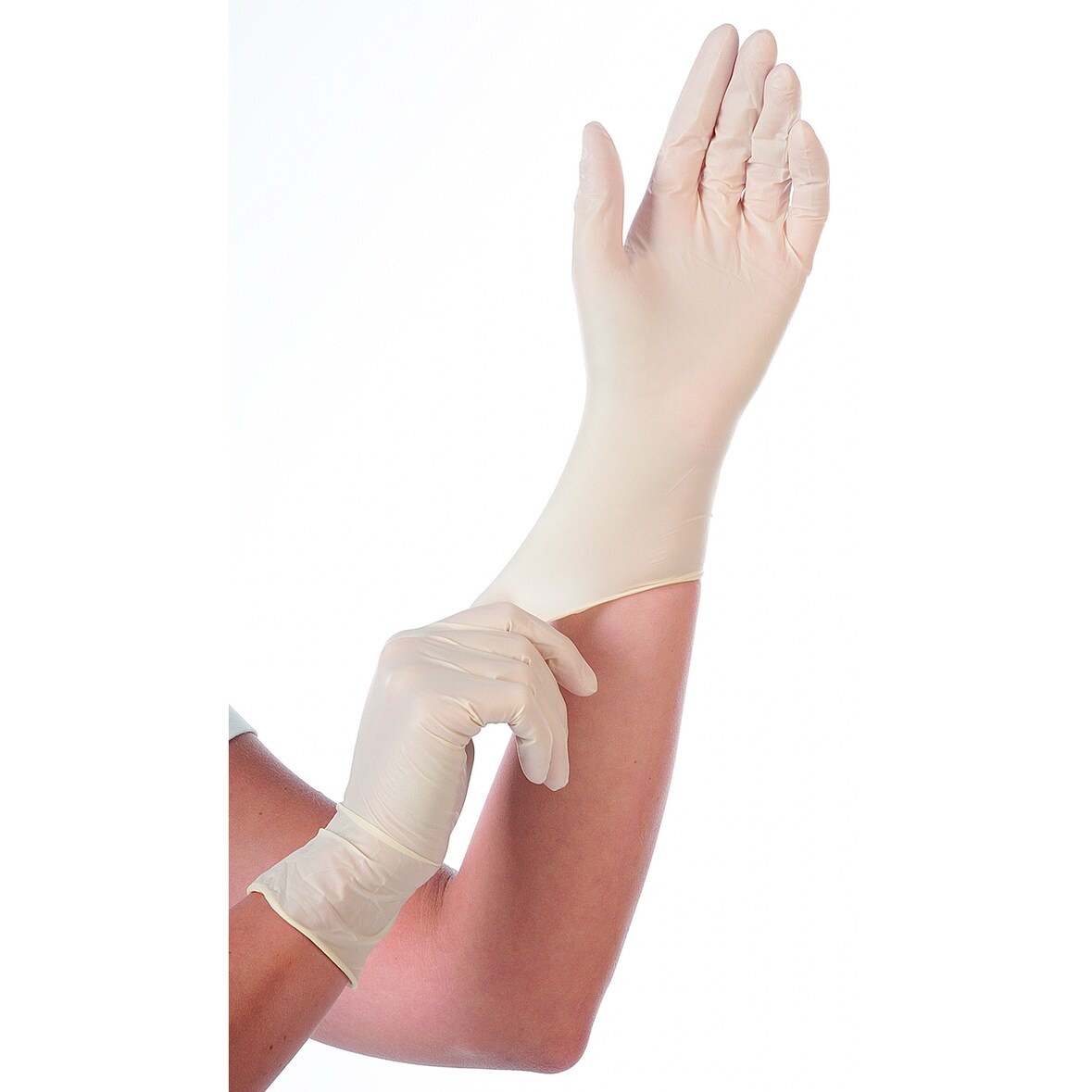 Hygostar Einmalhandschuhe, Latex, ungepudert, Größe L, weiß, 100 Stück