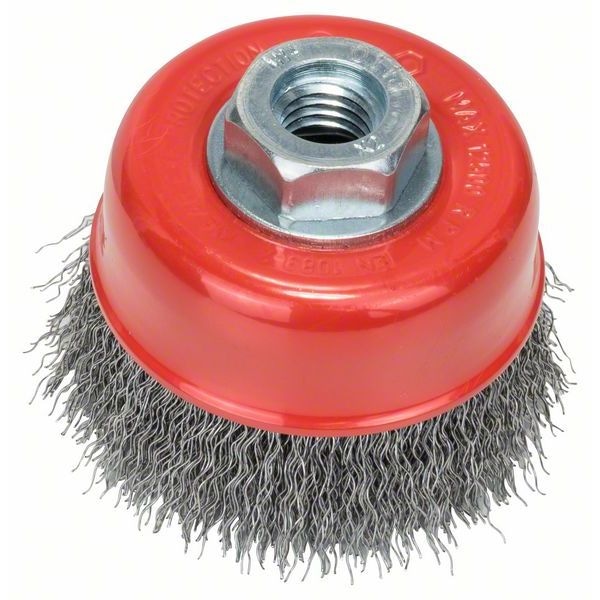 Topfbürste, Stahl, gewellter Draht, 75 mm, 0,3 mm, 12500 U/ min, M 14
