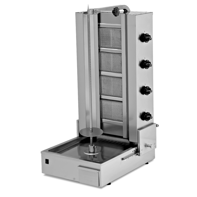 Máquina de Kebab a Gas 4 Quemadores Motor Inferior y Base Ajustable 568x707x1158mm