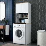 thumbnail of Dmora 2-türiger MehrzweckschrankDgarofal, Multifunktionale Möbel, Schuhschrank, Besenschrank, 65x60h184 cm, Weiß und Walnuss