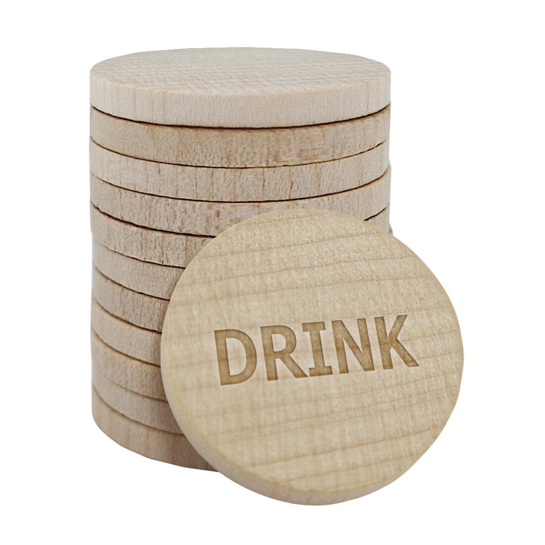 CombiCraft Gravierte Echtholz Marken Ø29mm Drink - 100 Stück