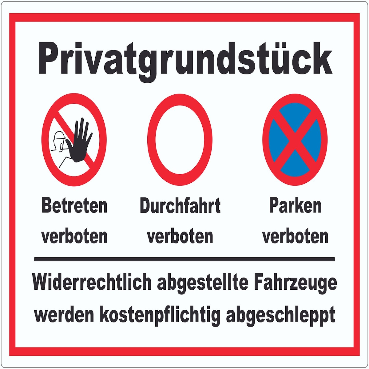 Privatgrundstück Parken verboten Aufkleber A2 (420x594mm)