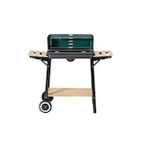 thumbnail of aro Holzkohle Grillwagen, Grillfläche 48 x 28.5 cm, Seiten- und Untenablage, fahrbar, Stahl/Holz, grün