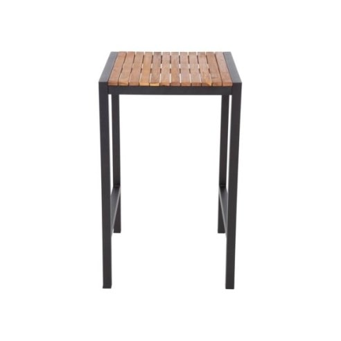 Mesa de bar Bolero cuadrada de acero con madera de acacia 600x600x1000mm