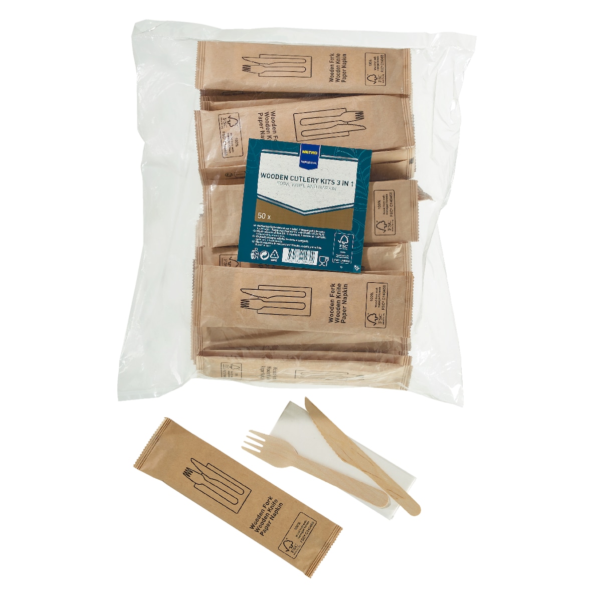 METRO PROFESSIONAL Einwegbesteck, Holz, bioabbaubar, 50 Stück