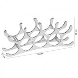 thumbnail of Design Aluminium Weinregal 9 Flaschen in Silber 55x20x12 cm, Flaschenregal Wein Zubehör Edel modern, Metall Deko Weinflaschen Halter Schmal Küche