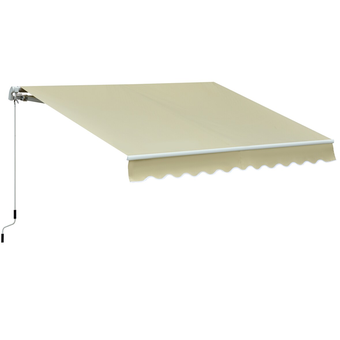 Outsunny Toldo Manual Plegable de Aluminio 295x250cm Ángulo Ajustable Manivela para Exterior Balcón Jardín Terraza Crema