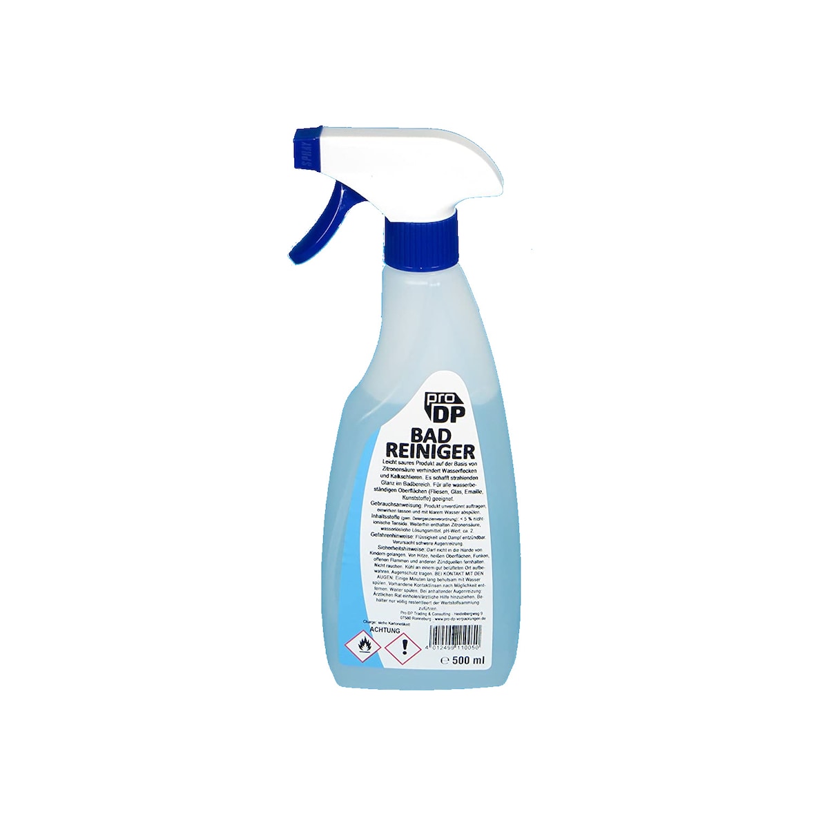 24x 500ml Badreiniger Sanitärreiniger flüssig mit Zitronensäure Sprühflasche gebrauchsfertig