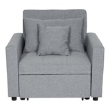 thumbnail of Schlafsessel HWC-L90, Klappsessel Schlafsofa Gästebett Relaxsessel, Liegefläche 197x103cm Stoff/Textil ~ hellgrau