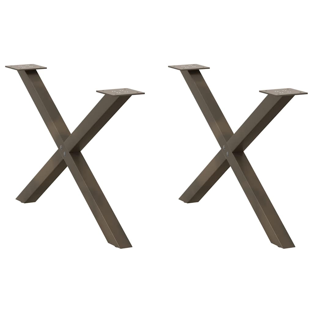 vidaXL Couchtischbeine X-Form 2 Stk. Naturstahl 70x(42-43) cm Stahl