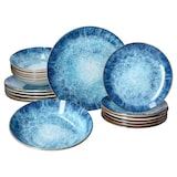thumbnail of Marina 18tlg Tellerset blaue 6 Pers Kuchenteller Speiseteller Suppenteller