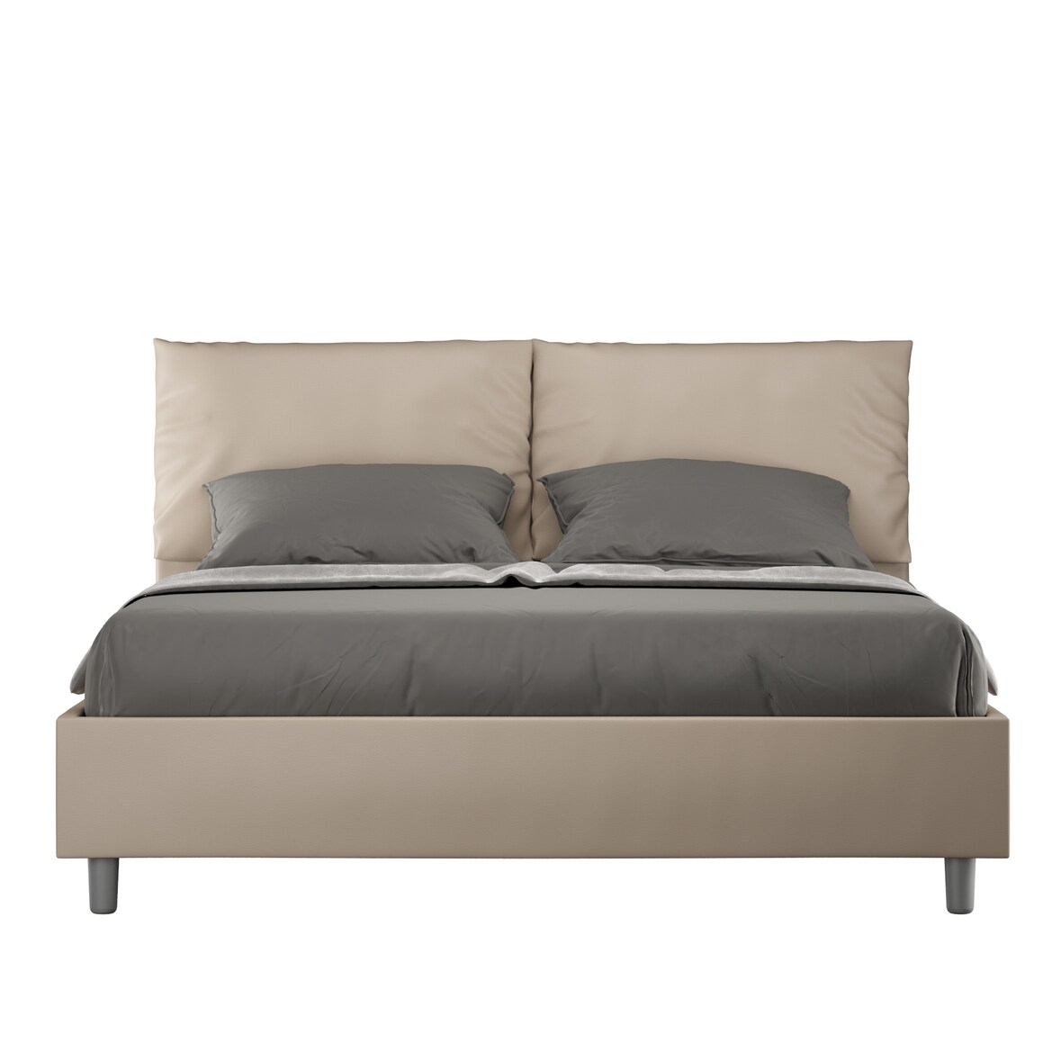 Letto senza rete imbottito 160x210 similpelle tortora Antea