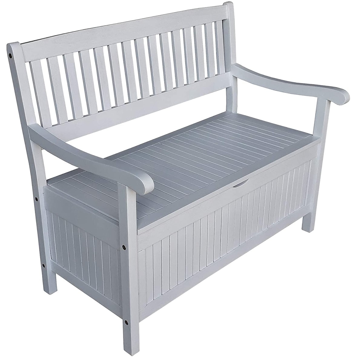 Gartenbank Truhenbank Greena 3er Sitz weiß gewischt