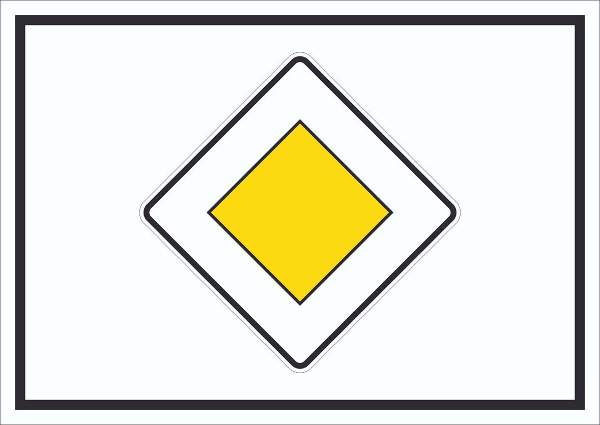 Vorfahrtstraße Symbol Schild A4 (210x297mm)