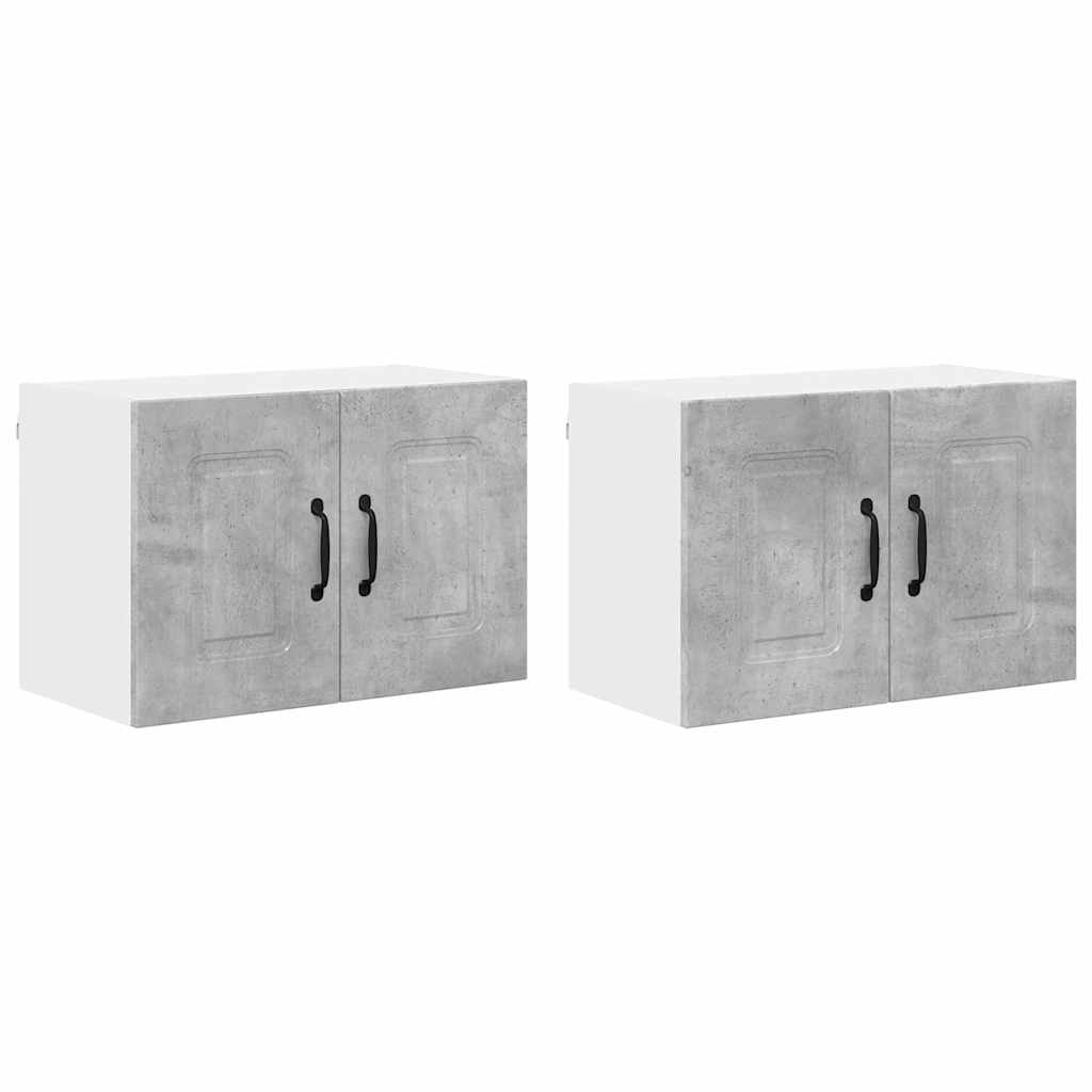 vidaXL Küchenwandschrank mit Regal 2 pcs Beton Grau 60 x 31 x 40 cm