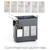 thumbnail of Oreste Luchetta Cesto GRANT B X3 biancheria grigio 3 sacche ruote maniglie etichette H57 L55 P36