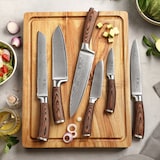 thumbnail of Wakoli Edib 6er Damastmesserset I 8 - 20 cm Klinge I mit Messerblock