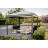 thumbnail of Solarpavillon LINA 3x3 m grau mit LED und Gittergewebe-Rollos