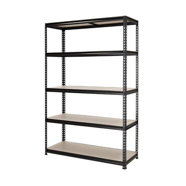 Scaffale regolabile a 5 livelli, piani regolabili, pannello in legno e struttura in ferro, supporto fino a 180kg, esterno e interno - 120Lx41Px183H cm