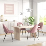 thumbnail of Conjunto de 4 Cadeiras de Sala de Jantar Modernas Cadeiras Estofadas em Veludo com Encosto Alto e Pés de Aço 50x52x83 cm Rosa