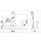 thumbnail of Kleiderhaken Haken Garderobenhaken Huthaken Garderobe Wandhaken kurz CHROM MATT