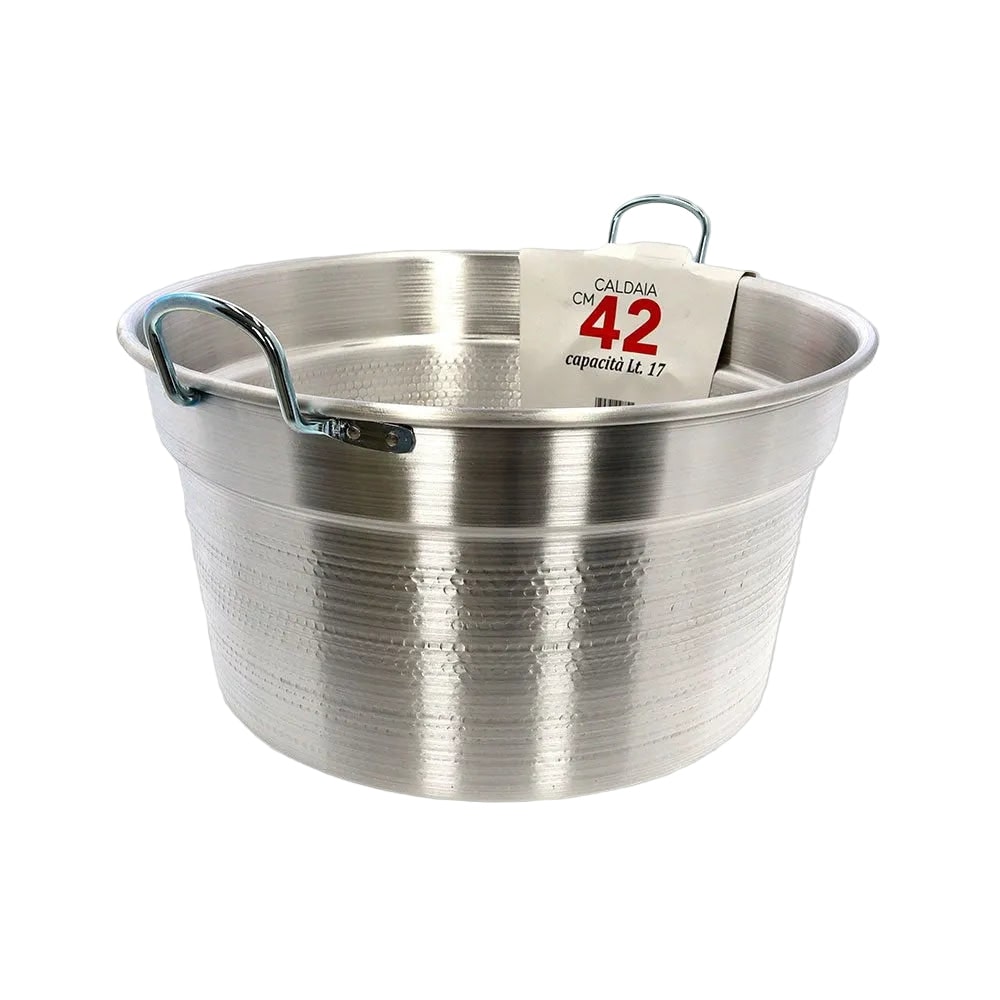 Mamù witte aluminium kookpan met ijzeren handvat, gemaakt in Italië, Ø 42 cm, ovenbestendig