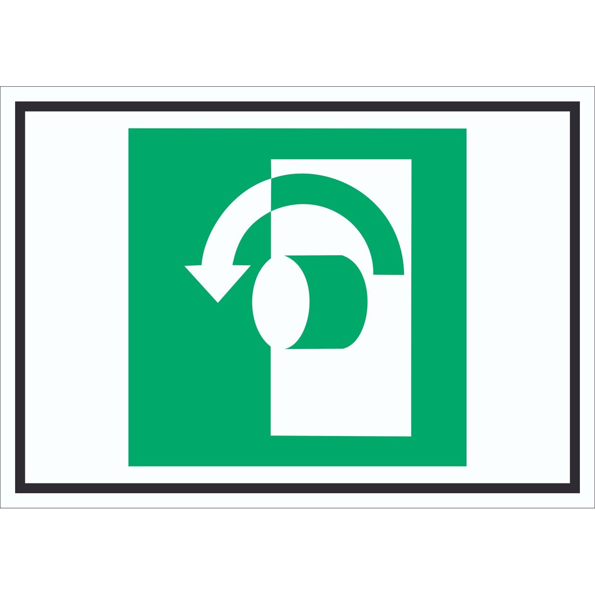 Öffnung durch Linksdrehung Symbol Schild A0 Rückseite selbstklebend