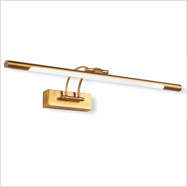 Applique murale LED 12W 1300lm, lumière chaude 3000K, 65cm, orientable et pivotante, finition bronze vieilli, idéale pour tableaux et miroirs.