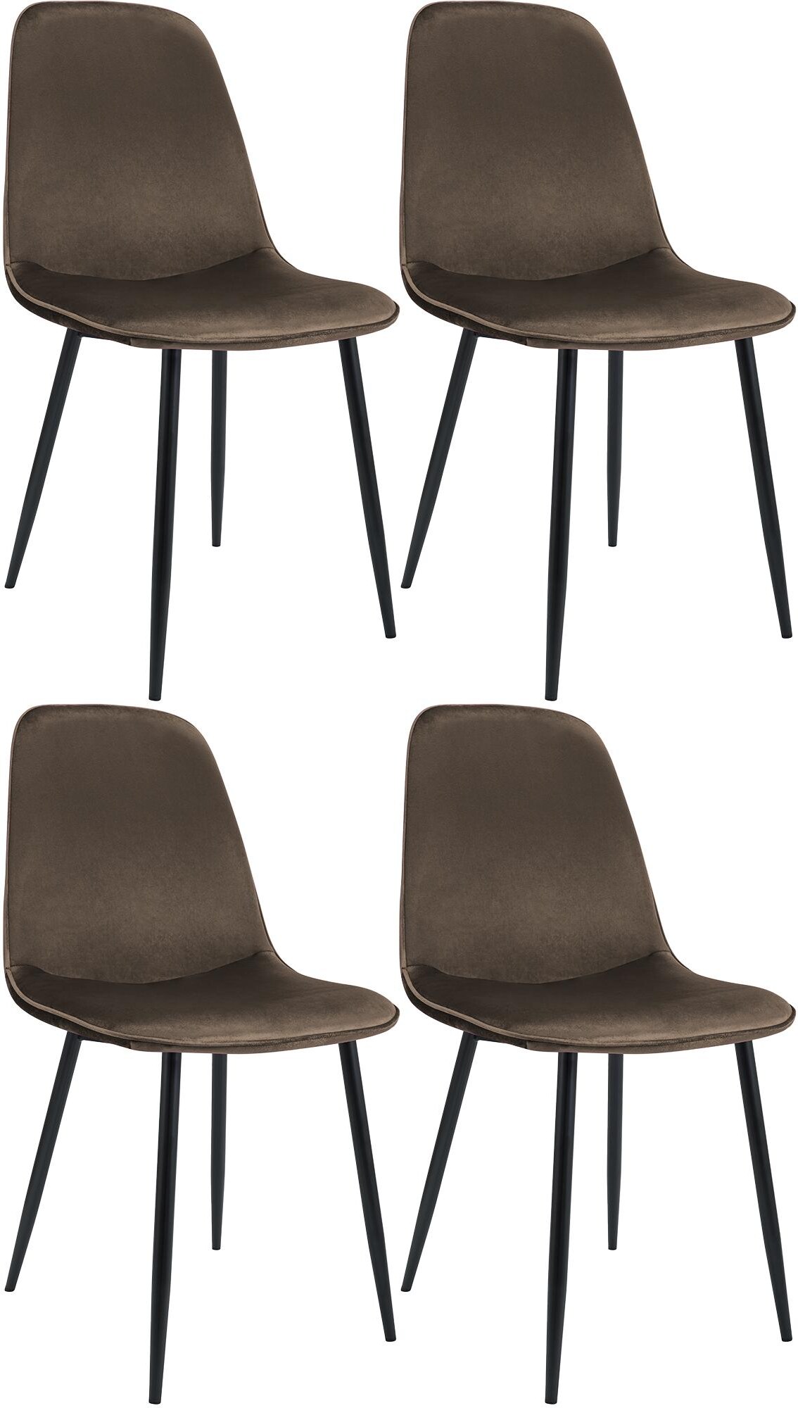 4er Set Esszimmerstuhl RAZON - Samt Braun 45x54x88 cm | Essstühle Esszimmerstühle Küchenstühle Wohnzimmerstühle