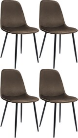 thumbnail of 4er Set Esszimmerstuhl RAZON - Samt Braun 45x54x88 cm | Essstühle Esszimmerstühle Küchenstühle Wohnzimmerstühle