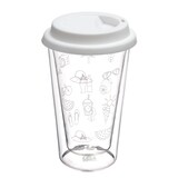 thumbnail of Doppelglas Becher, 300 ml, 'Sommer' mit weißem Deckel
