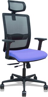 thumbnail of Silla Haches traslack malla negra asiento bali azul claro brazos 2D ruedas 65mm cabecero regulable