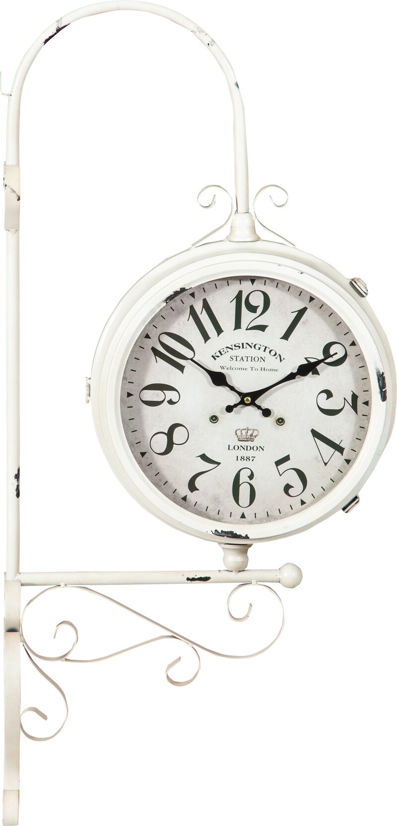 Orologio Da Parete Bifacciale Stile Ferrovia - Vintage, Bianco, 34x35 Cm, A Batterie