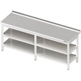 thumbnail of Stalgast Edelstahl Arbeitstisch mit Grund- und Zwischenboden, 2200x700x850 mm, mit Aufkantung, verschweißt