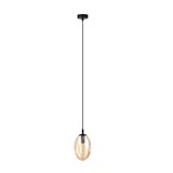 thumbnail of Sospensione Minimal 1 Luce Atalanta Acciaio Nero E Vetro Ambra