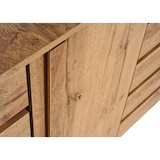 thumbnail of Dressoir HWC-M46, ladekast dressoir, 3 deuren 8 opbergvakken 88x120x34cm, natuurlijke kleur