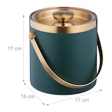 thumbnail of Relaxdays Eiswürfelbehälter, Edelstahl, doppelwandig, Eiseimer mit Deckel & Henkel, 1,5 l, Eiswürfelkübel, grün/gold