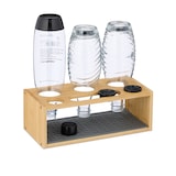thumbnail of Relaxdays Flaschenhalter kompatibel mit Sodastream-Flaschen, Bambus, Silikonmatte, 3er Flaschenständer, natur/grau