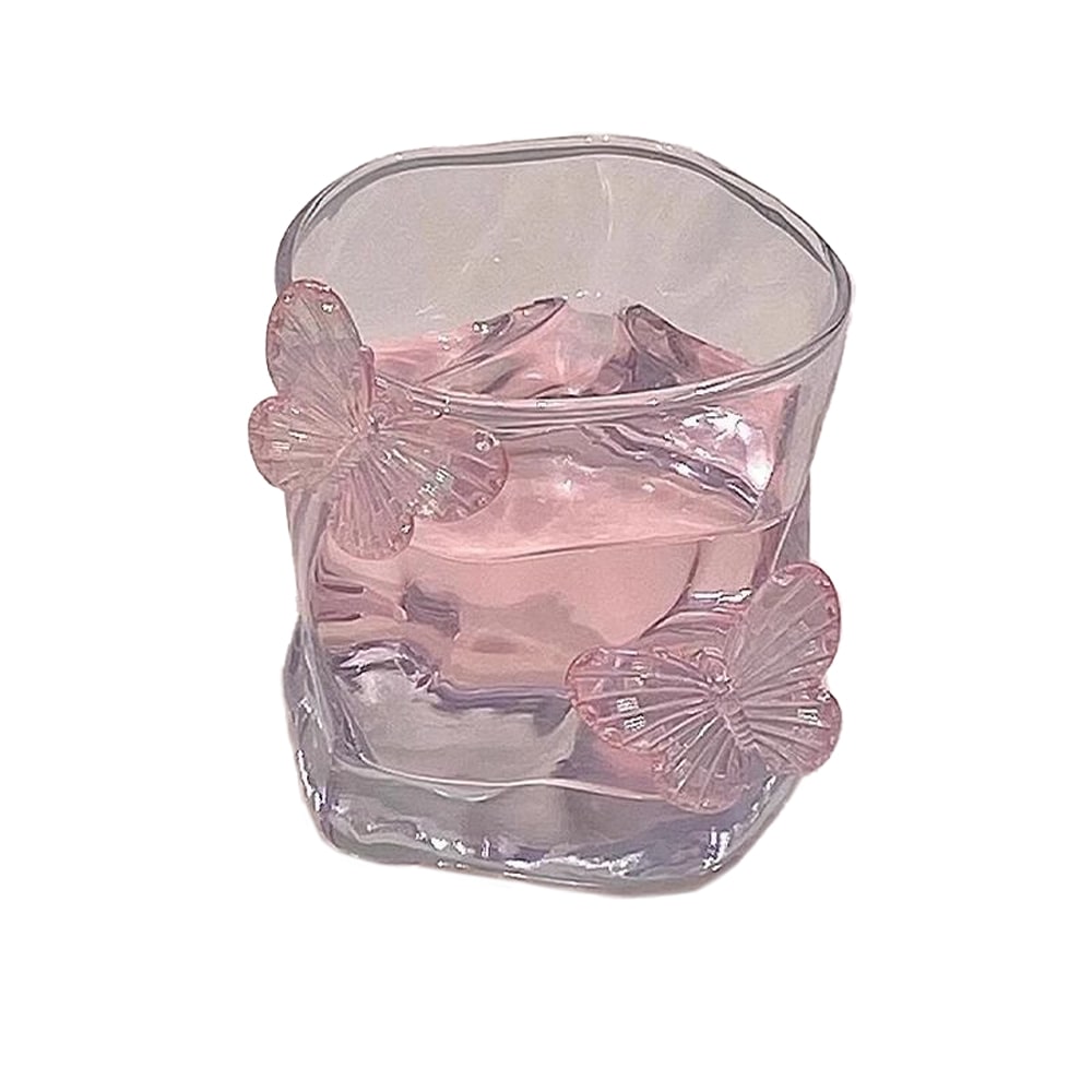 Gläser Trinkgläser Weingläser glas Wasserbecher Trinkbecher Saftglas Wasserglas mit Schmetterlingsdesign 200ML*6