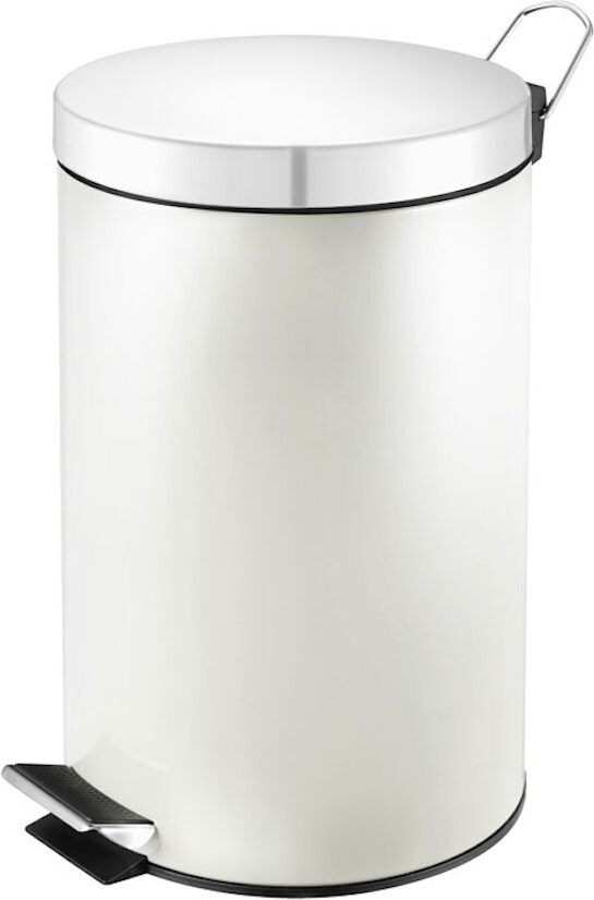 PROREGAL Runder Tretabfallsammler mit herausnehmbaren Kunststoff-Inneneimer | 3 Liter, HxBxT 27x19,5x17cm | Weiß
