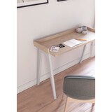 thumbnail of Escritorio 625 modelo BERLÍN en melamina Roble con patas de madera de haya maciza en Blanco, de HERDASA.