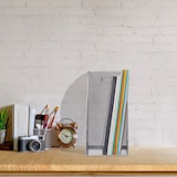 thumbnail of Relaxdays Stehsammler Metall, DIN A4, Stehordner breit, Mesh, Zeitschriftensammler Büro, HBT: 32 x 16 x 24,5 cm, silber