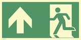 thumbnail of Notausgang links Pfeil oben, ISO 7010, Alu, nachl., 160-mcd, 594x297 mm